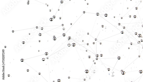 Abstract connected dots and lines. Concept of AI technology, Motion of digital data flow.