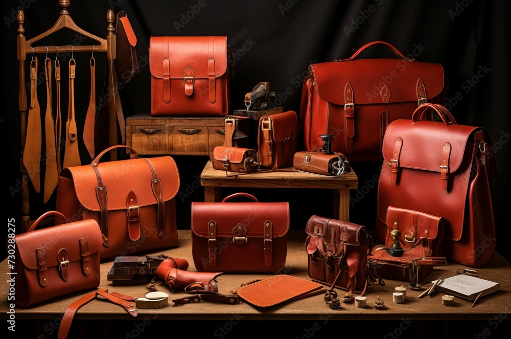 Skilled Making leather goods master. Manual creation. Generate Ai