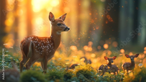 portrait of a deer, world wildlife day, copy space. 3d AI generetaive © Otseira