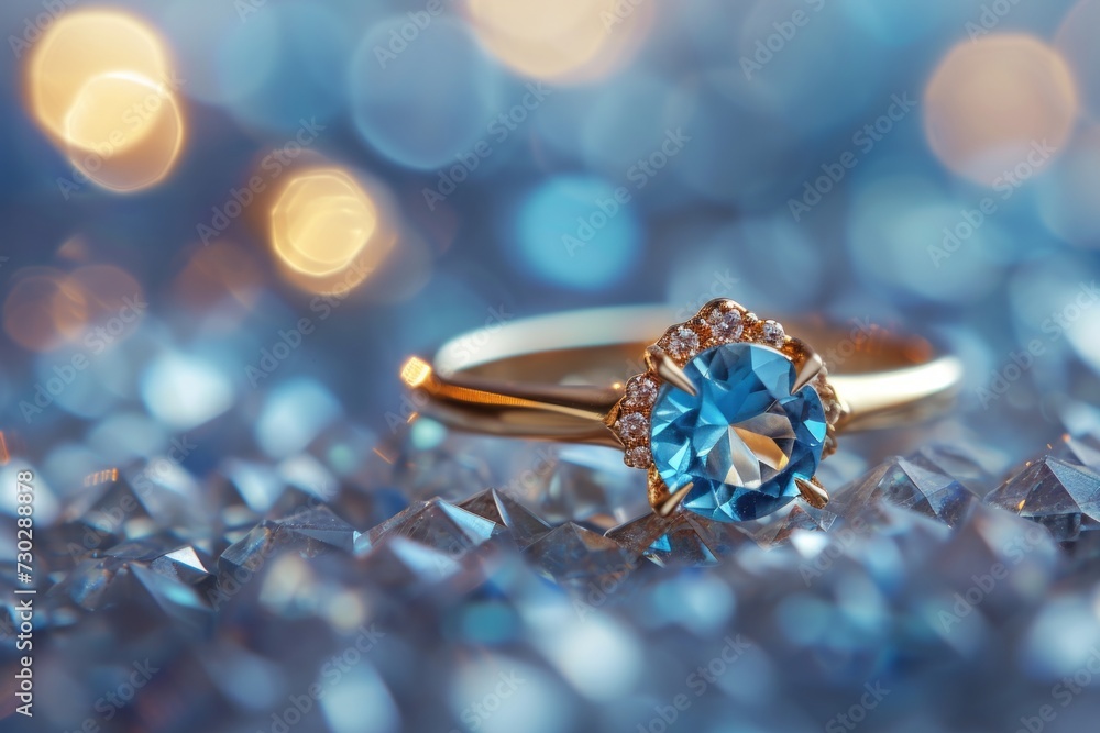 blue diamond ring with perfect roundness and genuine light reflection generaive ai blue diamond ring with perfect roundness and genuine light reflection generaive ai