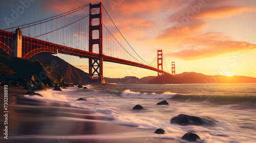 golden gate bridge at sunset,, Golden Gate Bridge panorama 