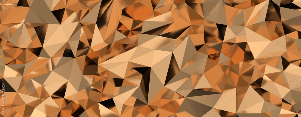 Obraz premium Gold polygon background 3d rendering, 3d illustration. Abstract triangle background. Gold background. Abstract Gold polygon wallpaper