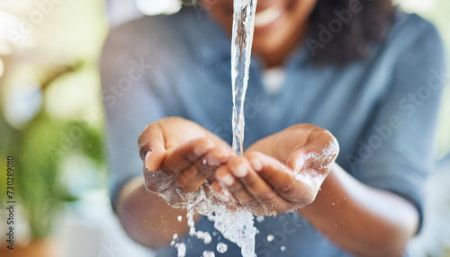 hands being washed with water, promoting hygiene and health for safety