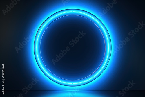 Azure round neon shining circle isolated on a white background