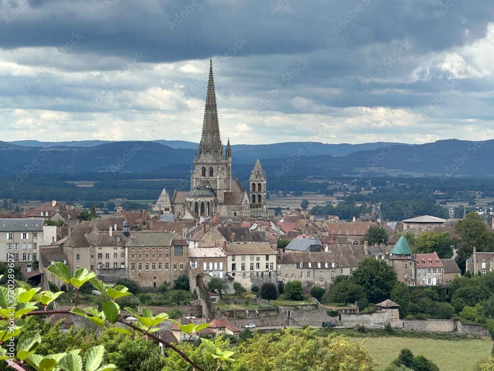 Cathedral Saint Lazare in Autun, France. Gallo-Roman and medieval city with its 2000 years of history. Taken in August 2023 