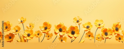 a bouquet of tulips on a yellow background