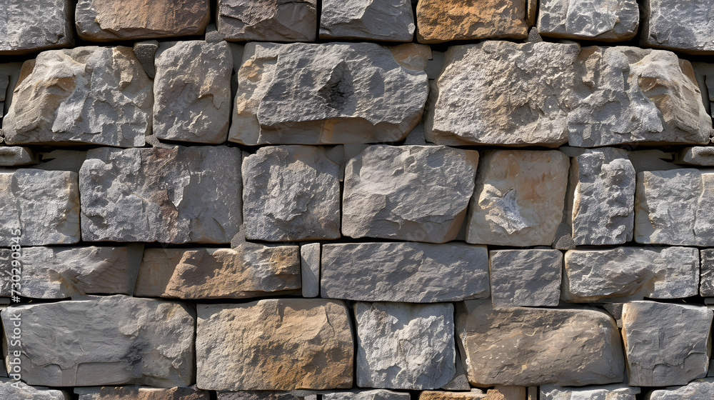 Stone Wall Built With Rocks and Cement Stone Wall Built With Rocks and Cement