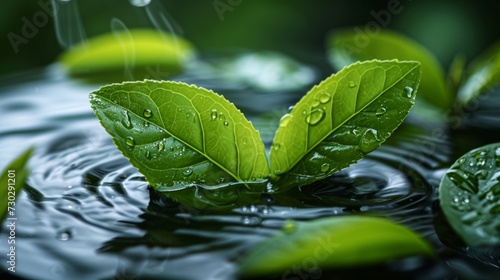 A close-up of tea leaves unfurling in hot water, revealing their intricate sh...
