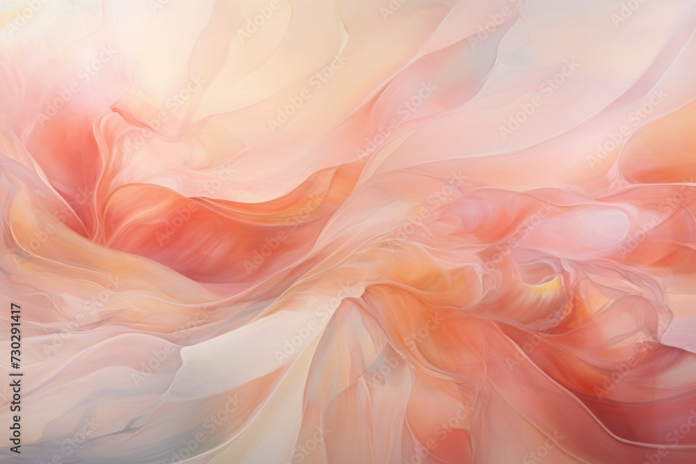 painting background is pink and orange, in the style of motion blur panorama, soft and dreamy atmosphere, fluid brush strokes.