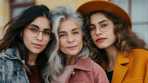 Three women of different generations and different nationalities looking at camera.   © Olga Zarytska
