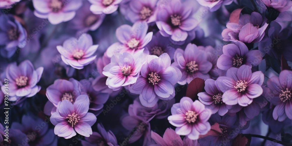 Beautiful collage background of purple flowers