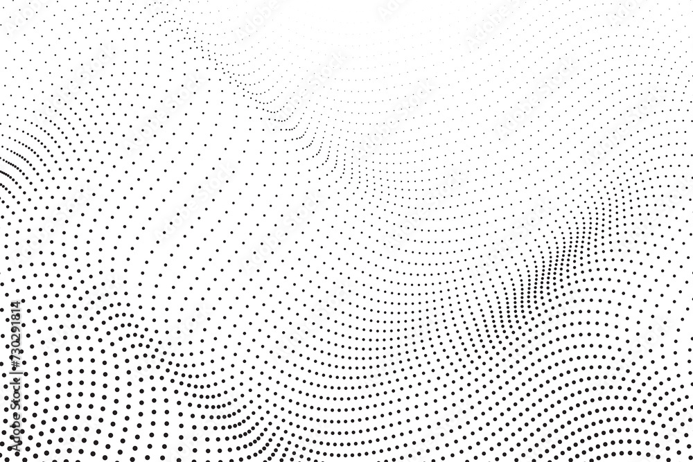 Abstract halftone wave dotted background. Futuristic twisted grunge pattern, dot, circles. Vector modern optical pop art texture for posters, business cards, cover, labels mock-up, stickers layout
