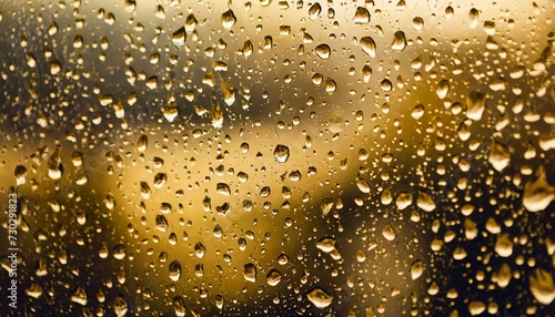 Rain drops on window   rainy day background  golden tone