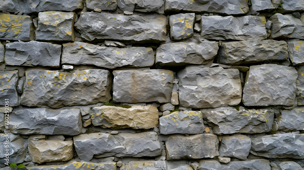 Fototapeta premium Close Up of a Stone Wall With Moss Growth