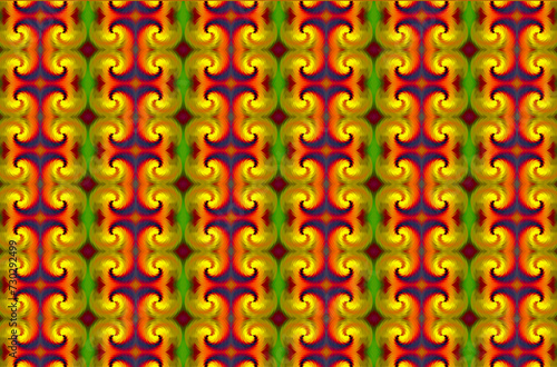 Wzór spiralnie skręconych kolorowych okrągłych kształtów ułożonych pionowo w rzędach - abstrakcyjne tło, tekstura