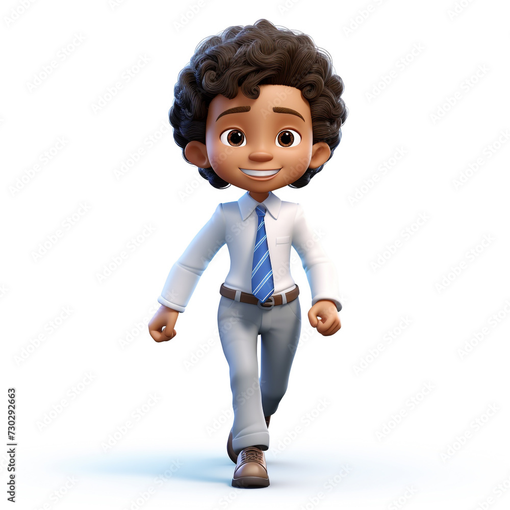 Boy, dressed in business suit, dress shirt and tie, brown boy, white background. 3D rendering concept design illustration. Boy, dressed in business suit, dress shirt and tie, brown boy, white background. 3D rendering concept design illustration.