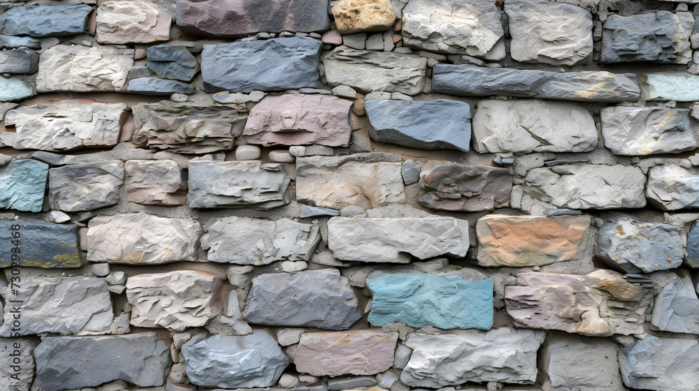 Obraz premium A Stone Wall With Varied Colored Rocks