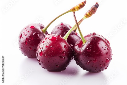 cherry close-up, ripe berries on a white background.