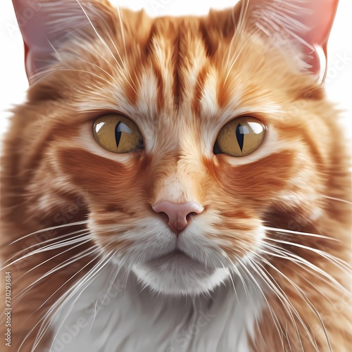 Portrait of a ginger cat on a white background