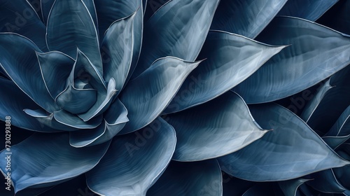 closeup agave cactus, abstract natural pattern background and textures, dark blue toned