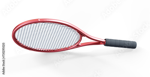 Tennis racket on white 3d render © vadarshop