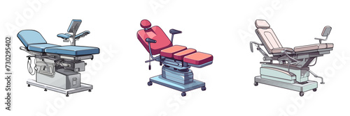 Obstetric examination table. Cartoon vector illustration