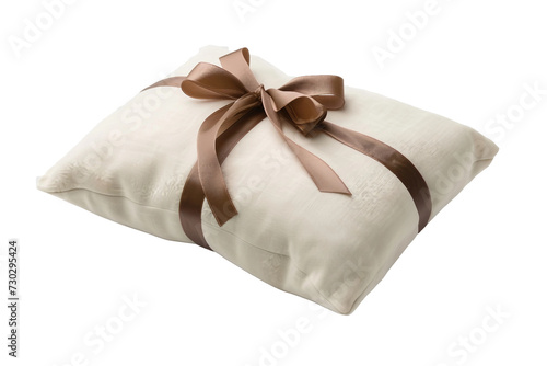 A Pillow Wrapped in Bow on Transparent Background