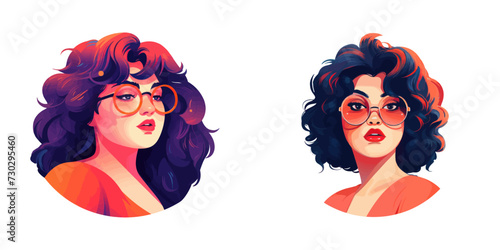 Avatar of a young fat beautiful woman. Vector illustration