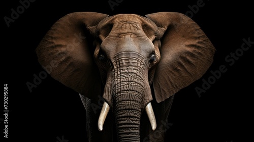 elephant head closeup on black background