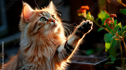 Cat giving high five, Friendship