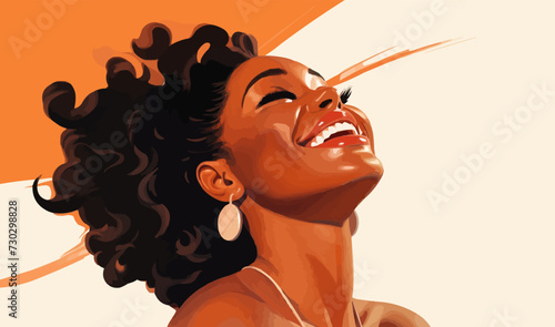 happy black woman close up vector flat isolated vector style illustration
