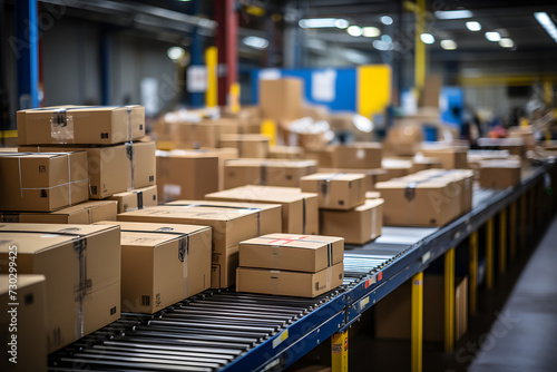 Endless stream of packages on a conveyor belt system