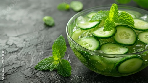 A refreshing cucumber and mint jelly salad, offering a unique twist on tradit...