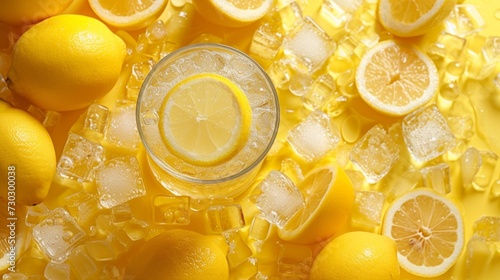 A pitcher filled with homemade lemonade surrounded by vibrant yellow lemons a...