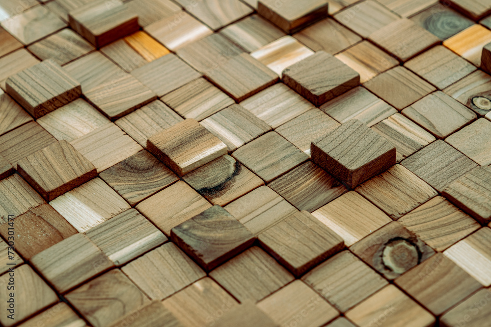 natural wooden mosaics tiles, wood cubes wall cladding, interior design ...