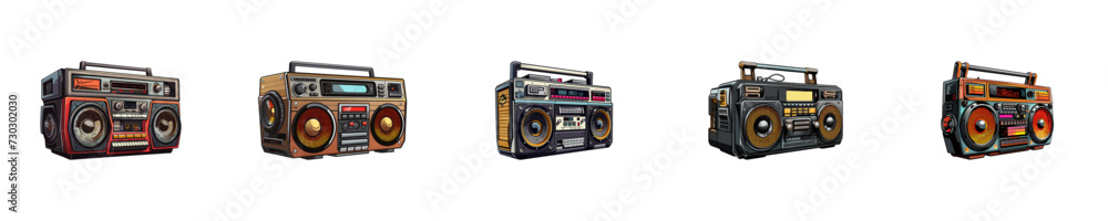 Fototapeta premium Cartoon vintage boombox. Vector illustration