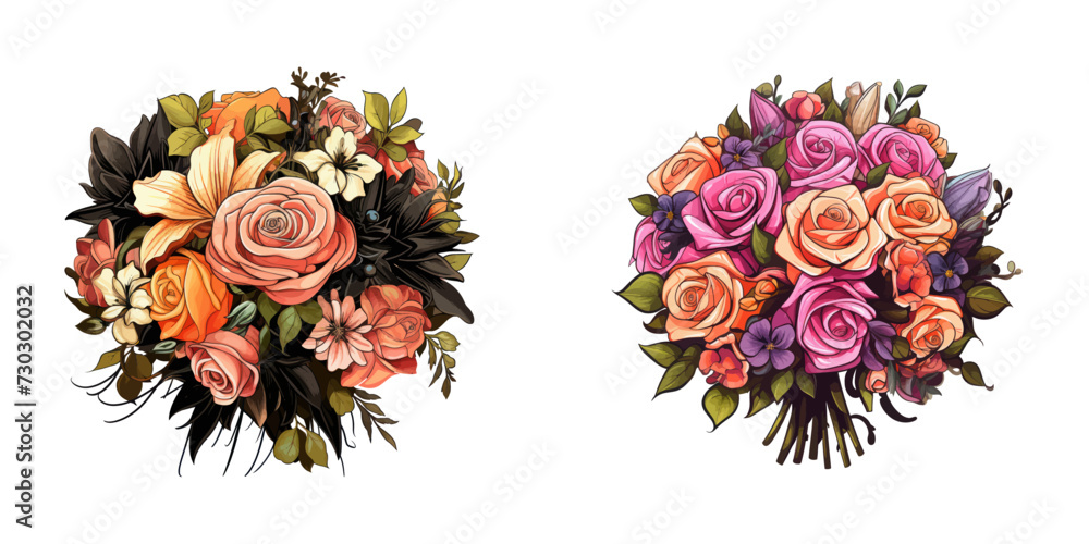 Wedding bouquet. Cartoon vector illustration