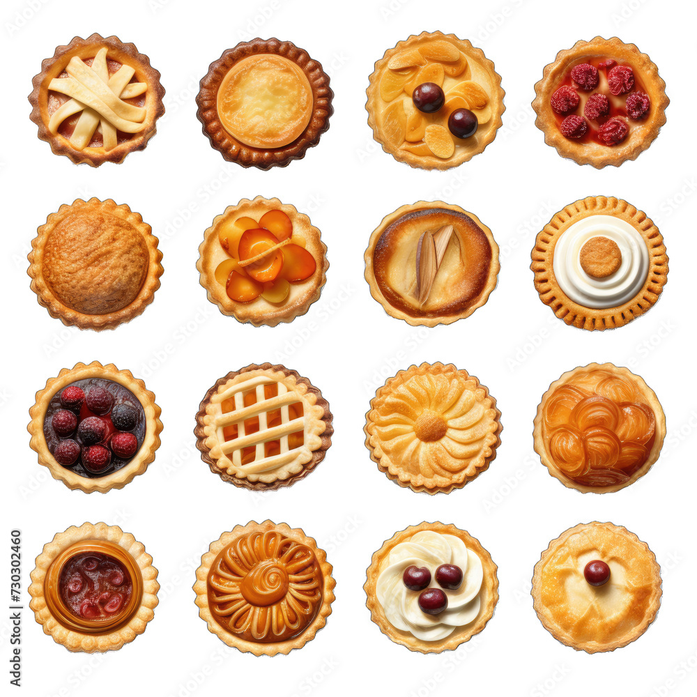 Collection of Different Pies. Culinary Variety on Display. Isolated on a Transparent Background. Cutout PNG.