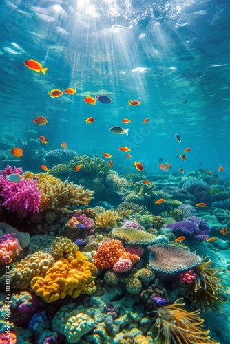 Crystal-clear waters reveal vibrant marine life in their underwater habitat