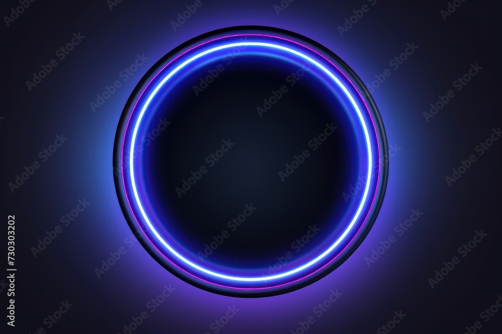 Black round neon shining circle isolated