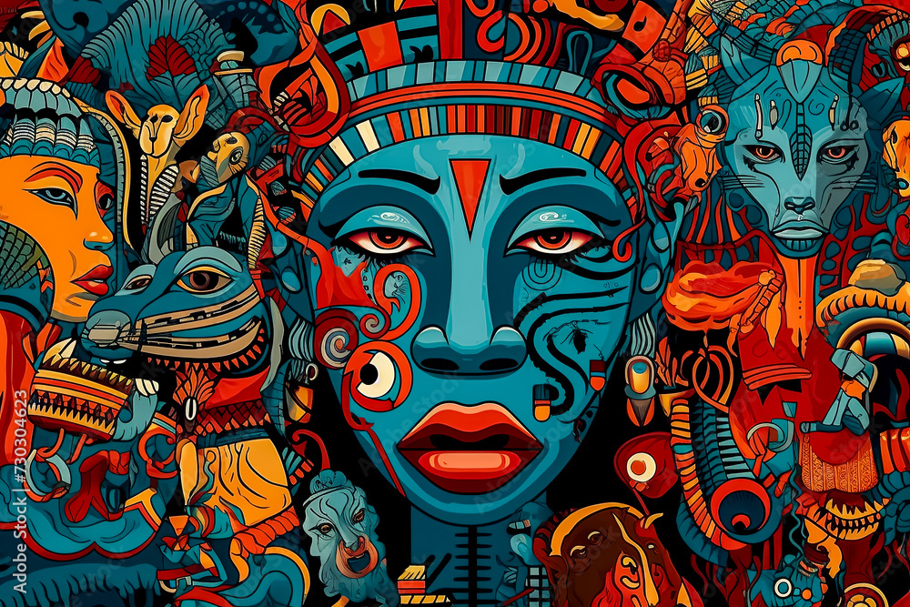 African man donning a traditional tribal mask African man donning a traditional tribal mask