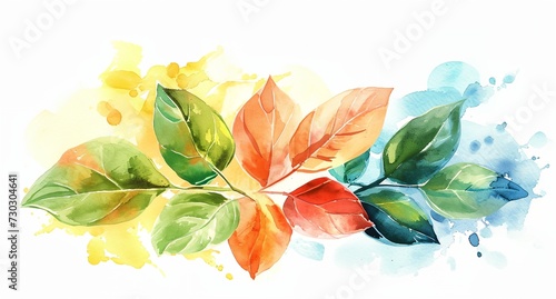 watercolor leaves on a white background