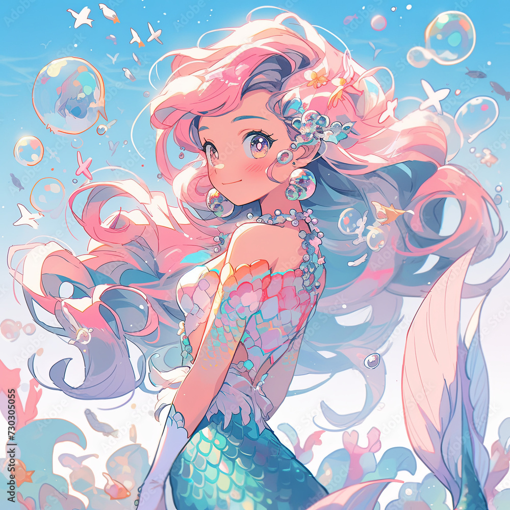 the mermaid princess on the sea, AI Generative

