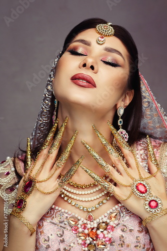oriental princess close up portrait decorative nails on bracelets 