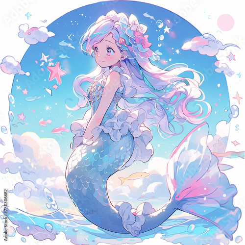 the mermaid princess on the sea, AI Generative 