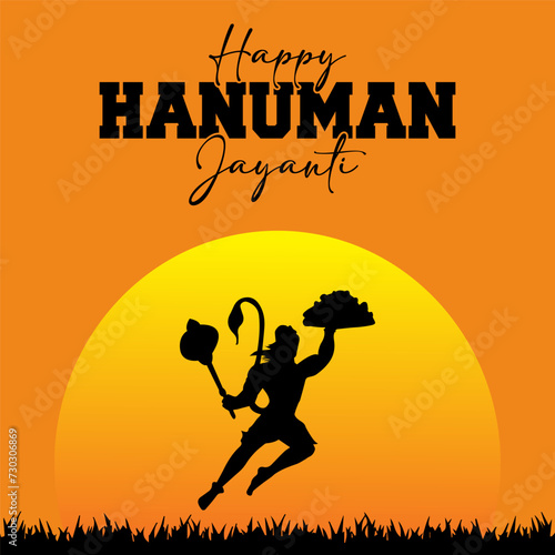 Happy Hanuman Jayanti social media poster vector illustration. © Pobitro