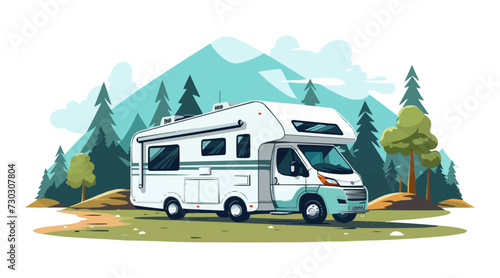 recreational vehicle camping vector flat isolated illustration photo