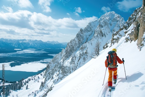 A person on skis skillfully navigates down a snow-covered mountain slope.