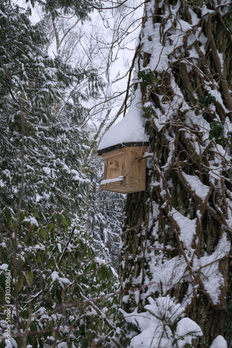 Winterwetter mit Schnee In Marburg, Vogelhaus © Winfried