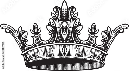 crown vintage heraldic engraving hand drawn (ID: 730309616)